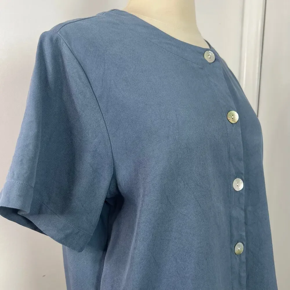 ORVIS Women's 100% Silk Short Sleeve Button Down Shirt Classic Minimalist Size M - Picture 7 of 13